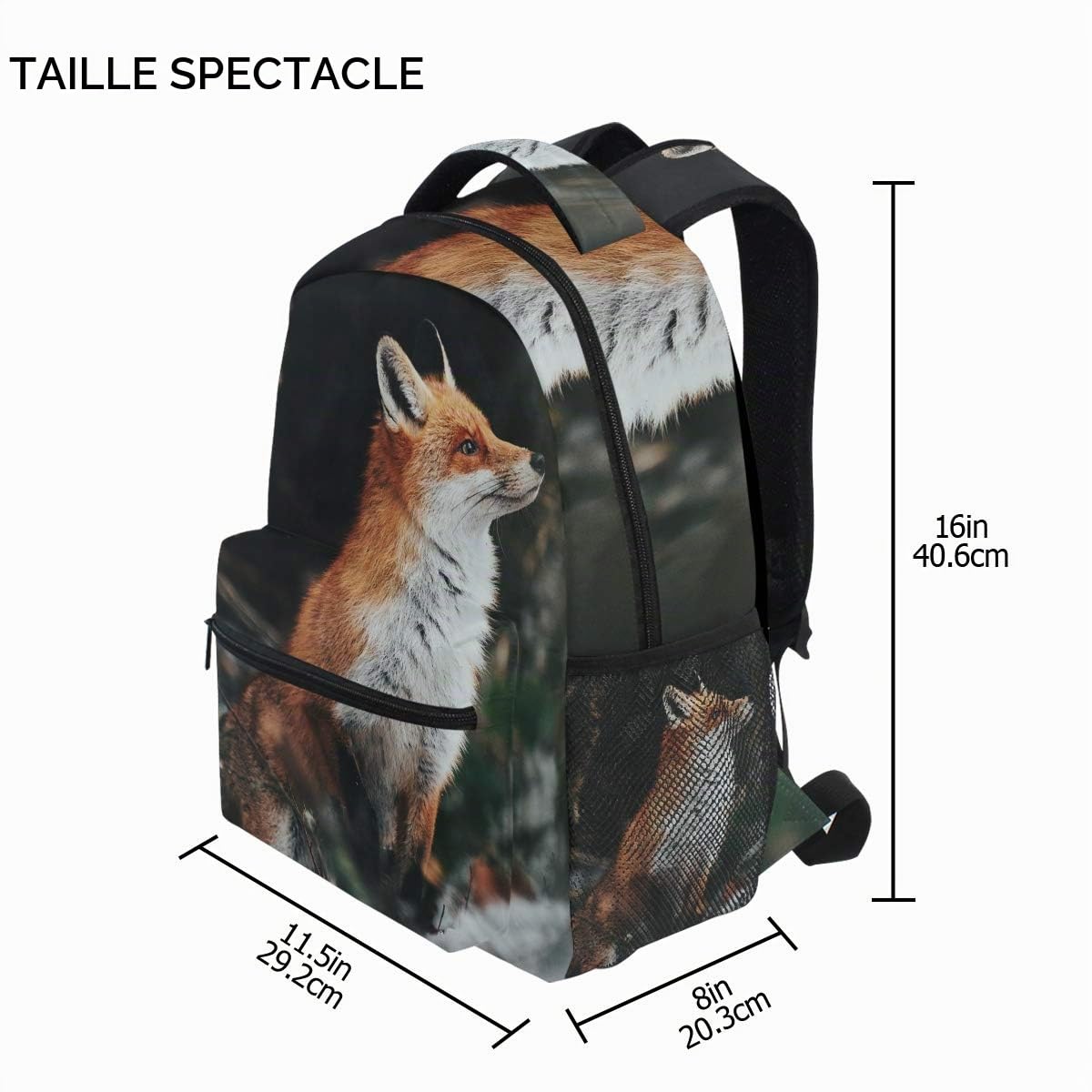Mnsruu Beau Sac à Dos d'école de Renard Rouge pour Le Sac de Voyage de Sac de Voyage d'enfants de Filles de garçons, Taille unique