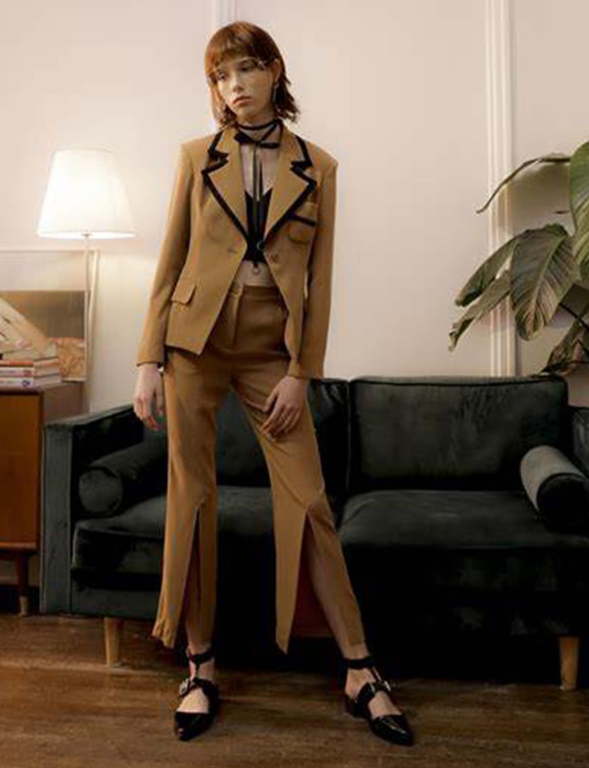 Kromoc Donna Tuta con Un Solo Bottone Giacca Due Pezzi Pantaloni Set Abito Business Party Cena Quotidiana Tempo Libero Tuxedos