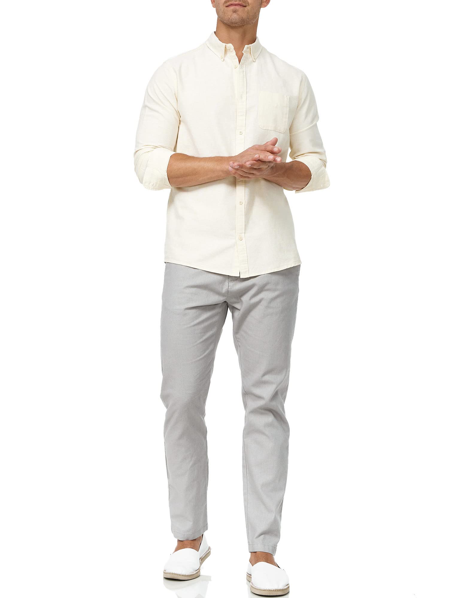 Indicode Hombres Veneto Pantalón de Tela de Lino y algodón