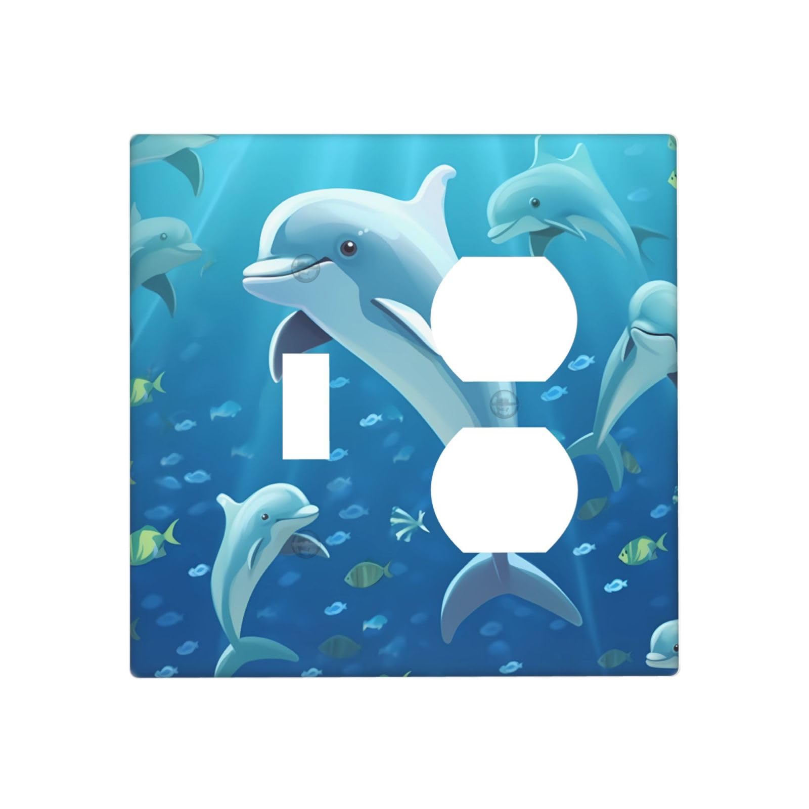 Decorator Wall Plate 2 Gang Light Switch Covers Dolphin Wallplate Double Toggle Switch Plate Standard Size Electrical Outlet Covers Decorative Wall Switch Plate Cover
