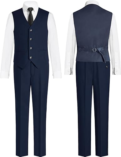 Miniatura 3 de ELPA ELPA Conjunto de traje formal para niños, trajes de vestir ajustados, trajes negros, trajes azules, trajes grises, conjunto con chaqueta y