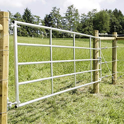Agrarzone Weidezauntor verzinkt 110cm verstellbar 3m - 4m | Weidetor mit Montageset | elektrifizierbares Weidegatter für sicheren Weidezugang | Zaun-Tor für Schafzaun Pferdezaun Elektrozaun Weidezaun