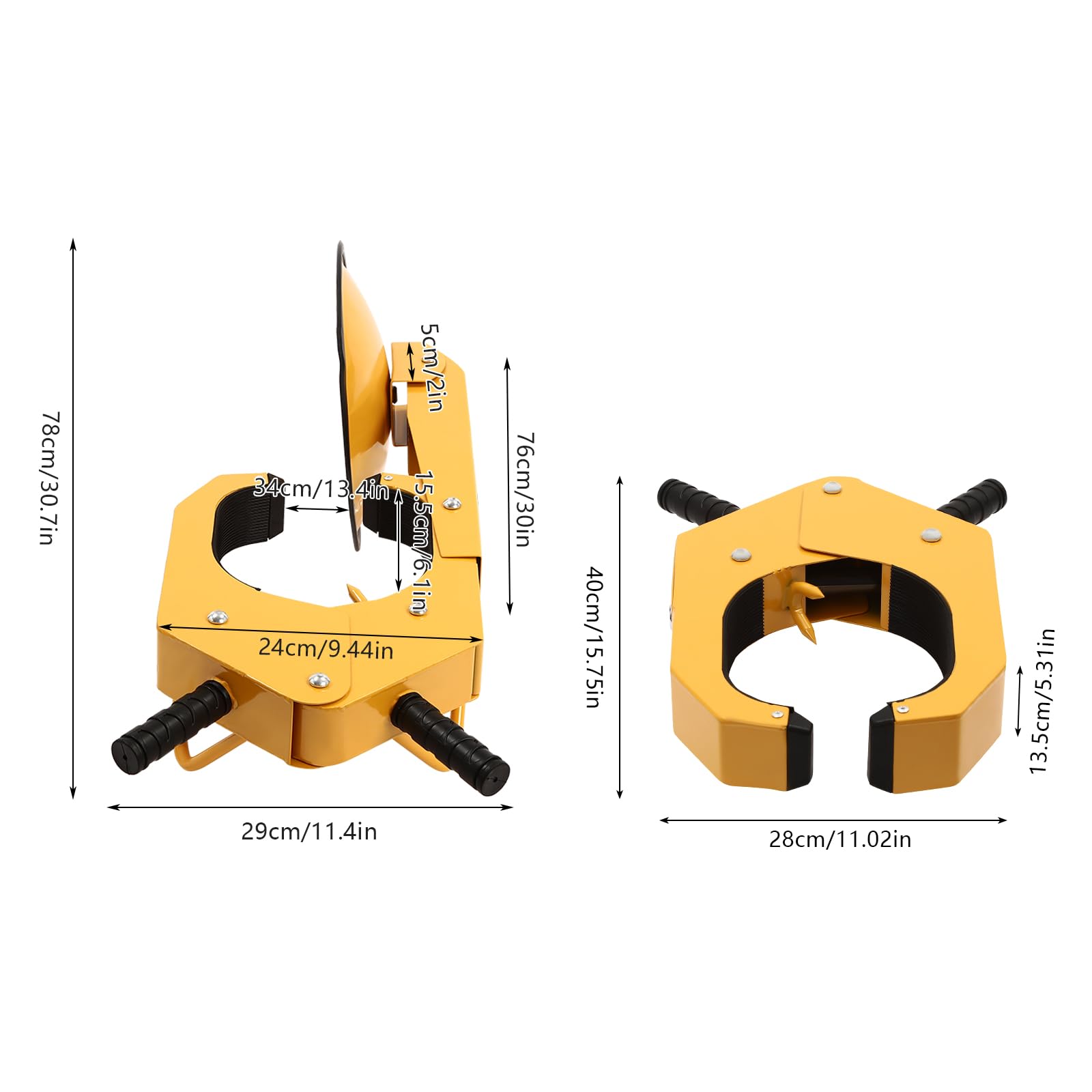 Sabot de roue universel antivol avec serrure de sécurité pour voitures, caravanes, remorques, protection en PVC