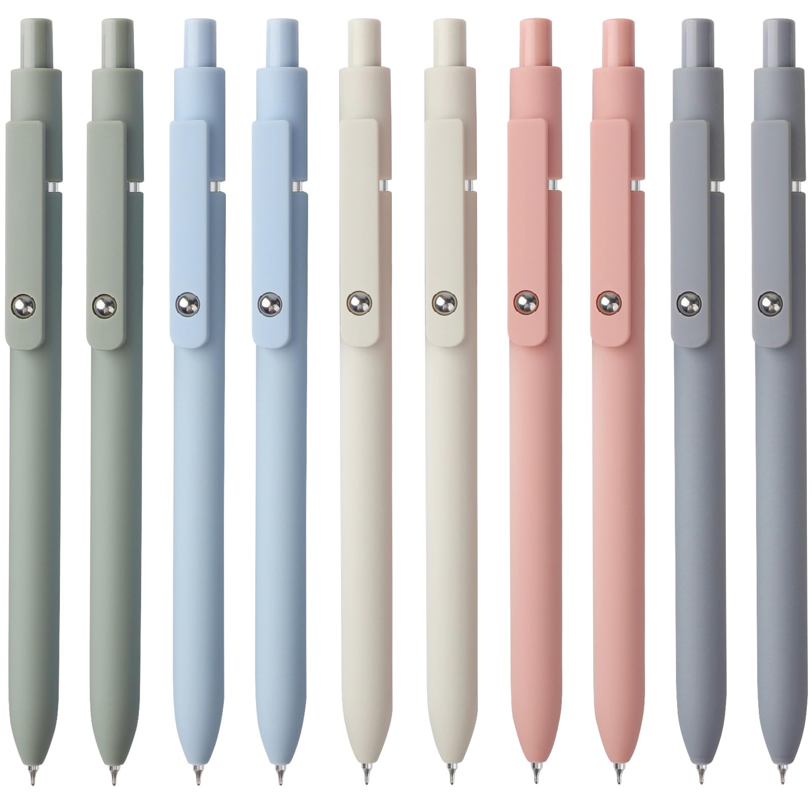 FIOVER Gel Pens, 10pcs 0.5mm Black Ink Quick Dry Fine Point Pens for Journaling, Note Taking, School, Office, Home (Morandi)