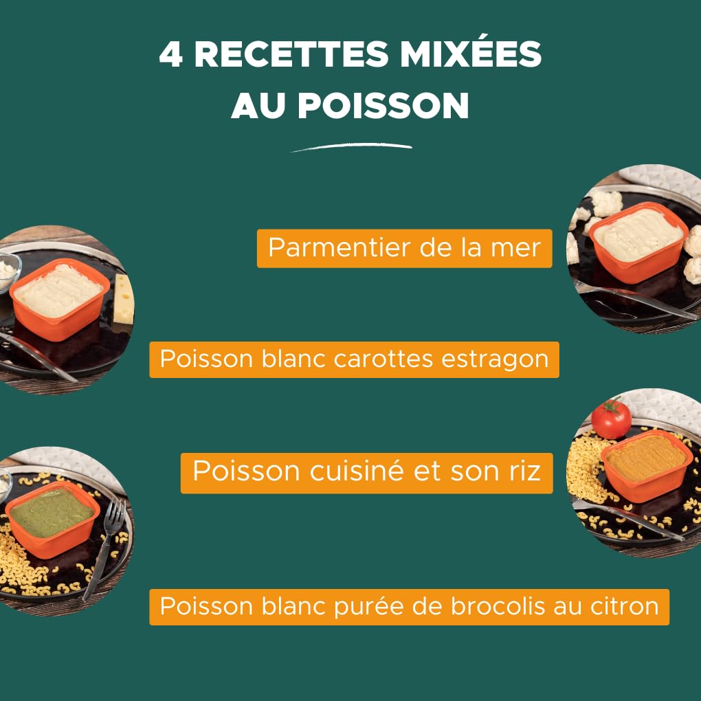 NUTRISENS – Plats Mixés Frais Poisson, 6 x 300g, Convalescence, Difficultés à Avaler, Riche en Oméga-3 et Protéines, Texture Lisse Sans Arêtes, Repas Équilibré