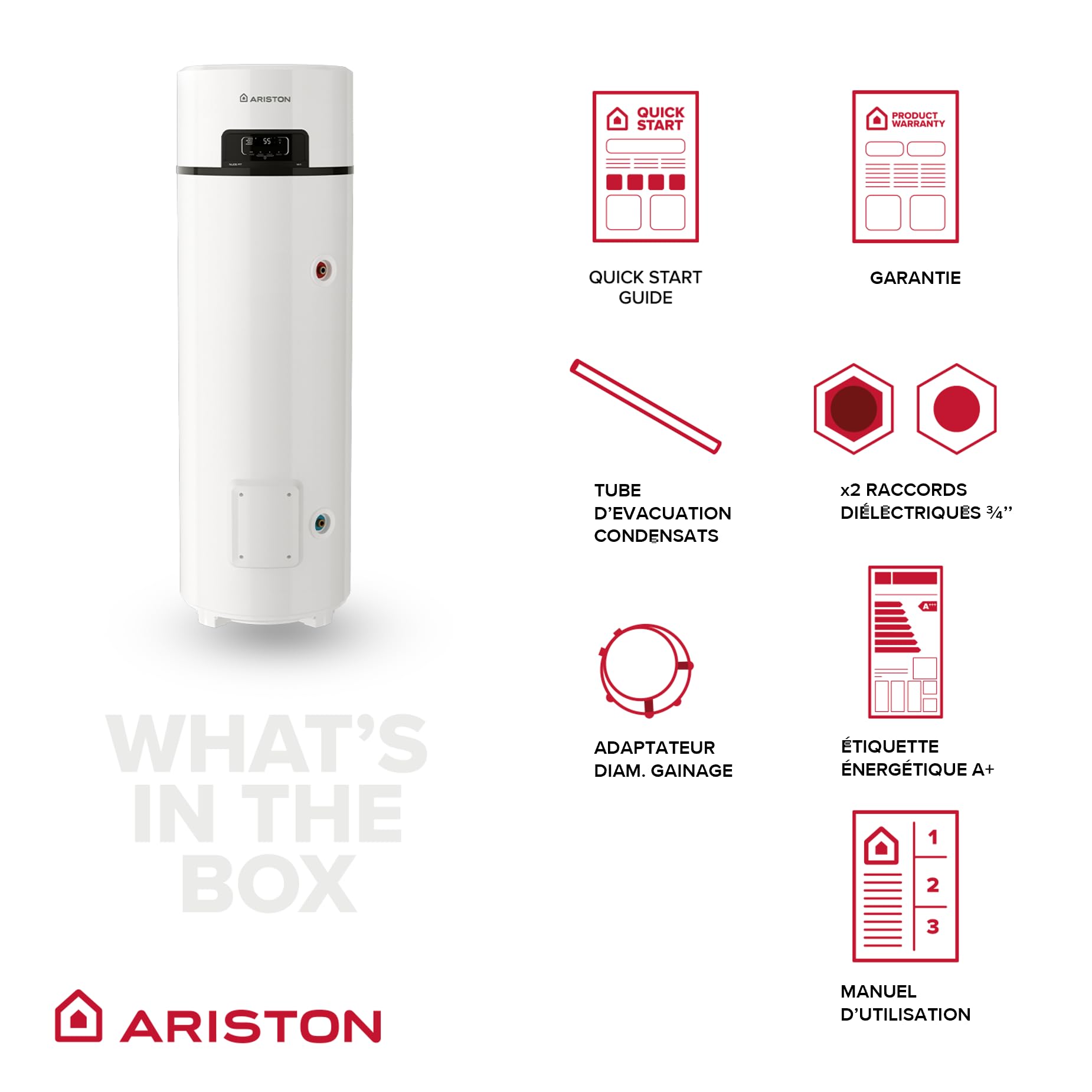 Ariston NUOS FIT WIFI 200L – Chauffe-eau Thermodynamique Air Ambiant A+, NF Perf 2**- Efficience Maximale Économies 80%, Propane R290, Compatible Photovoltaïque, Revêtement Cuve Titane, Made in France