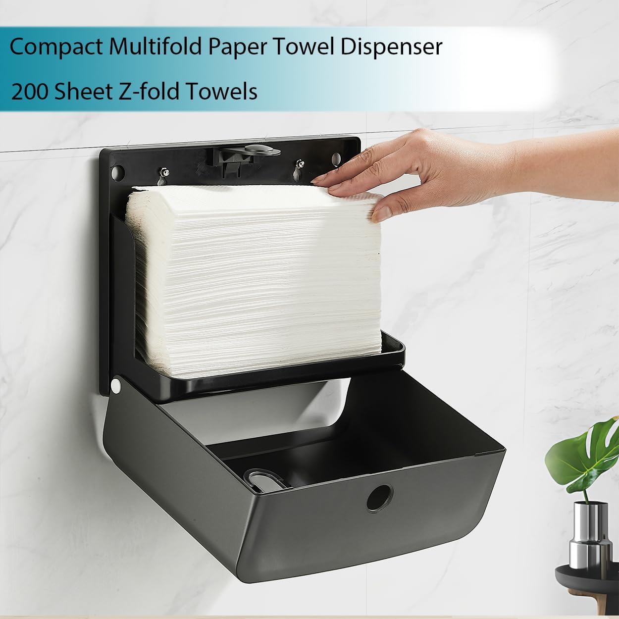 Adhesive Paper Towel Holder for Bathroom: Multifold/Trifold/C Fold Paper Towel Dispenser for Compact Commercial Toilet