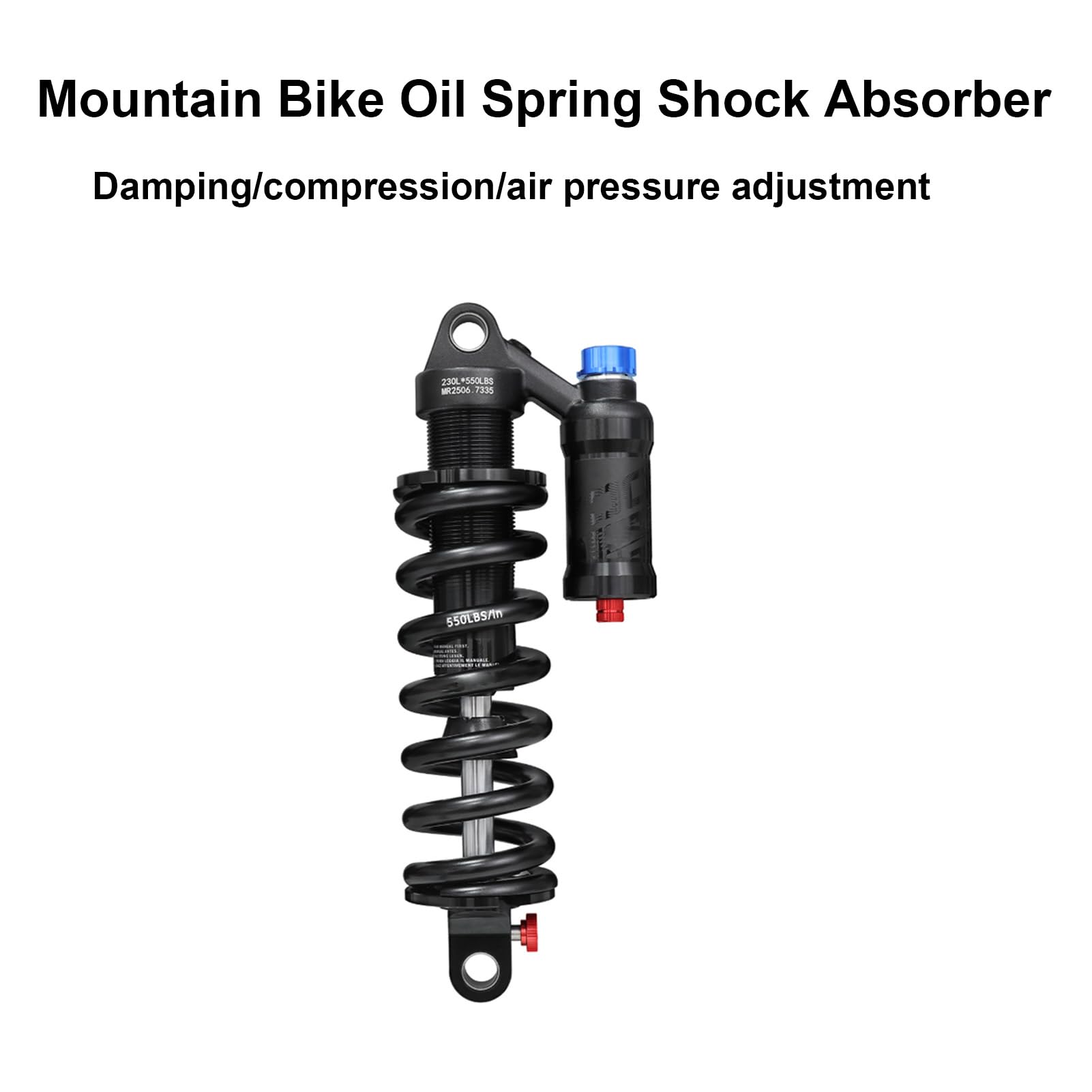 Ammortizzatore posteriore per mountain bike Ammortizzatore elicoidale a molla di smorzamento regolabile ad alte prestazioni con capacità di carico di 550 libbre per guida in (230MM-550LBS)