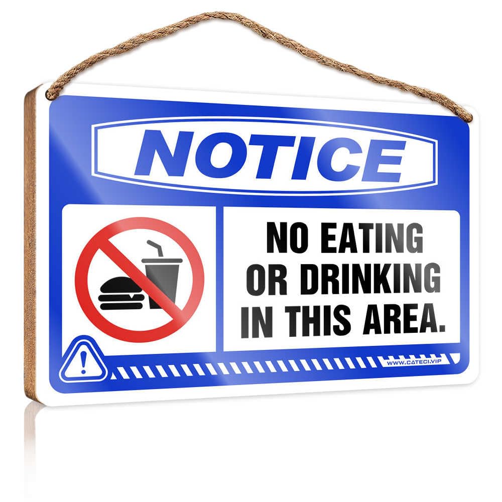 HMQW Farmhouse Bathroom Sign Notice No Eating Or Drinking In This Area Bilingual Wooden Sign Farmhouse Decor For The Home Spring Door Decoratio(23X35CM)