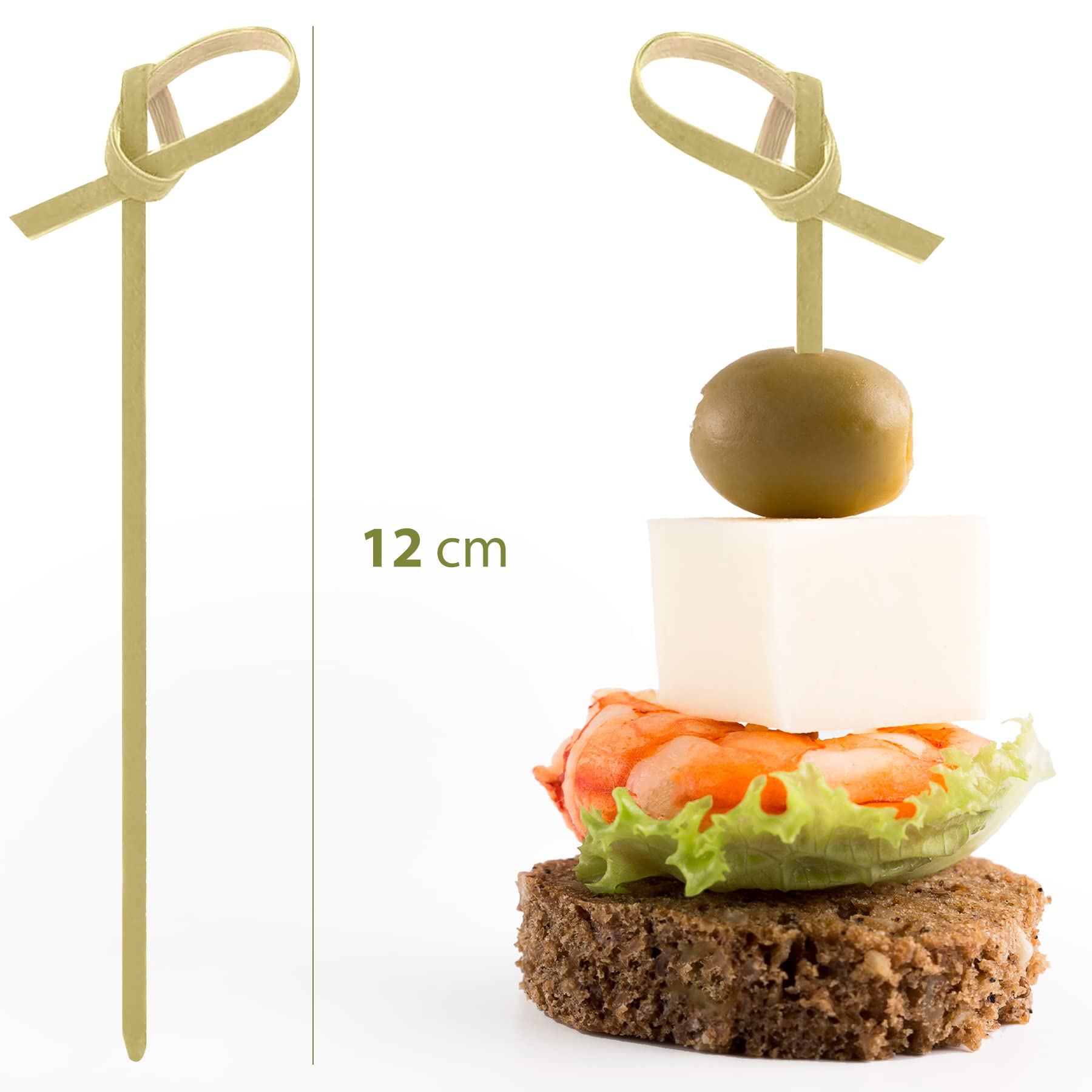 Pinchos de Bambú, Modelo Nudo, Pack de 50, 100 o 300 Unidades, Ideal para Cocteleo, Hamburguesas, Picoteo, Diferentes Tamaños 9, 12 o 15 cm.