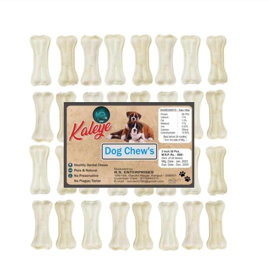 Dog Chew Bone 3 Inches Pack of 30 Bones, Mutton Flavour, Dog Treats, Bones for Small Dogs