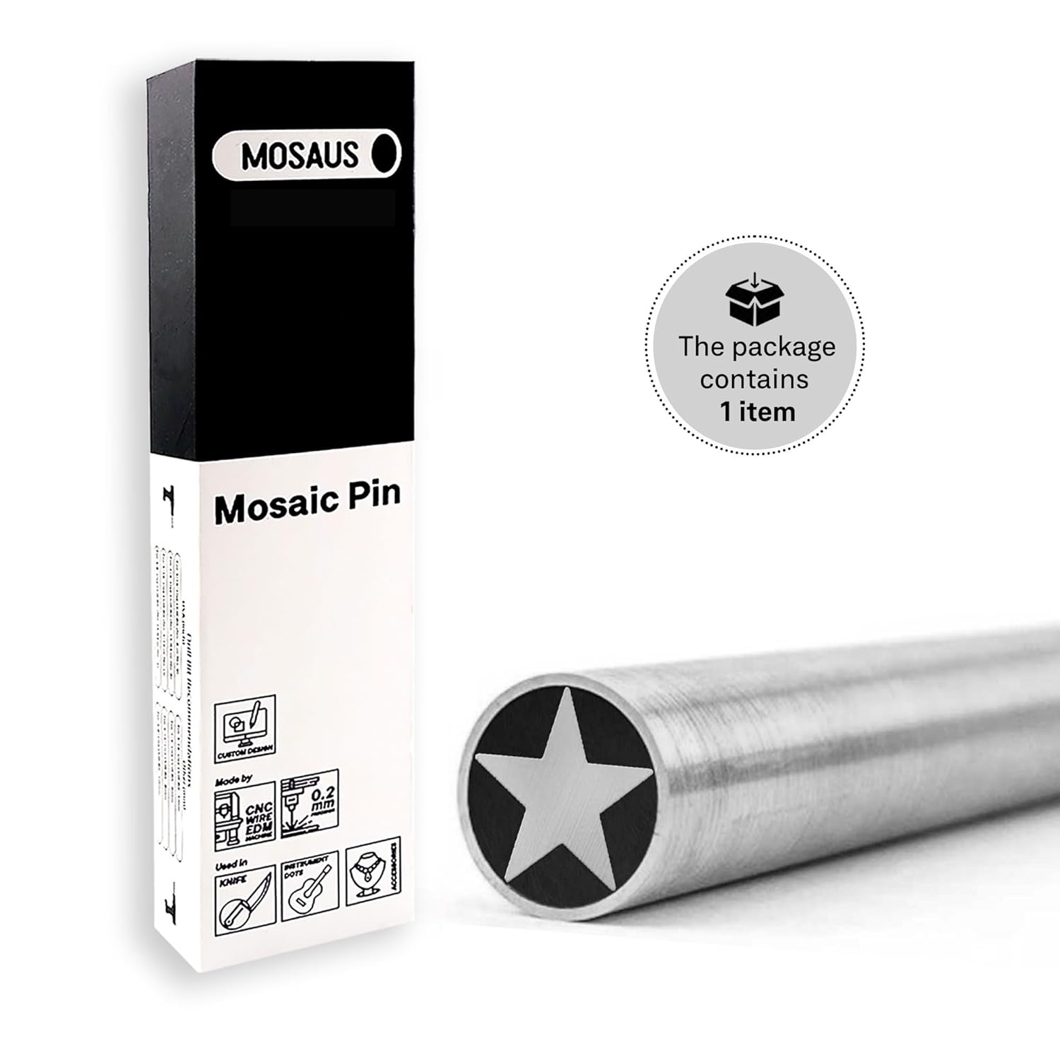 Mosaic Pin for Knife | Decorative Stainless Steel Knife Handle Pins for Fixed Blade Knives | Handmade Pocket Knife Pins Tools (Star, 5/16" (8mm))