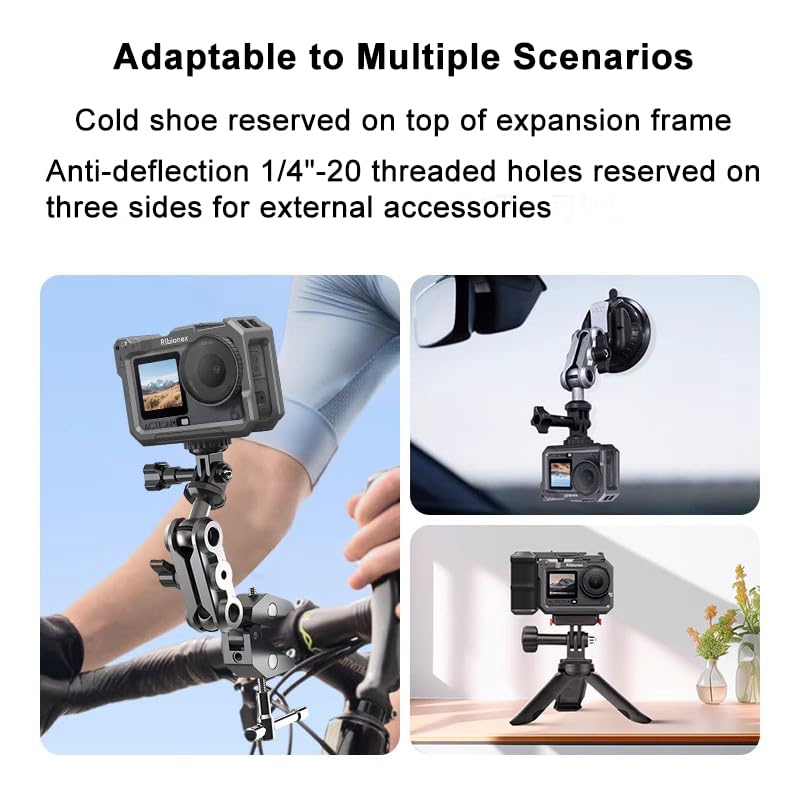 Street Grip Combo para DJI Osmo Action 6, soporte para vlog con jaula de conejo y mango de metal, sistema magnético de liberación rápida con soporte de zapata fría para accesorios de cámara (serie