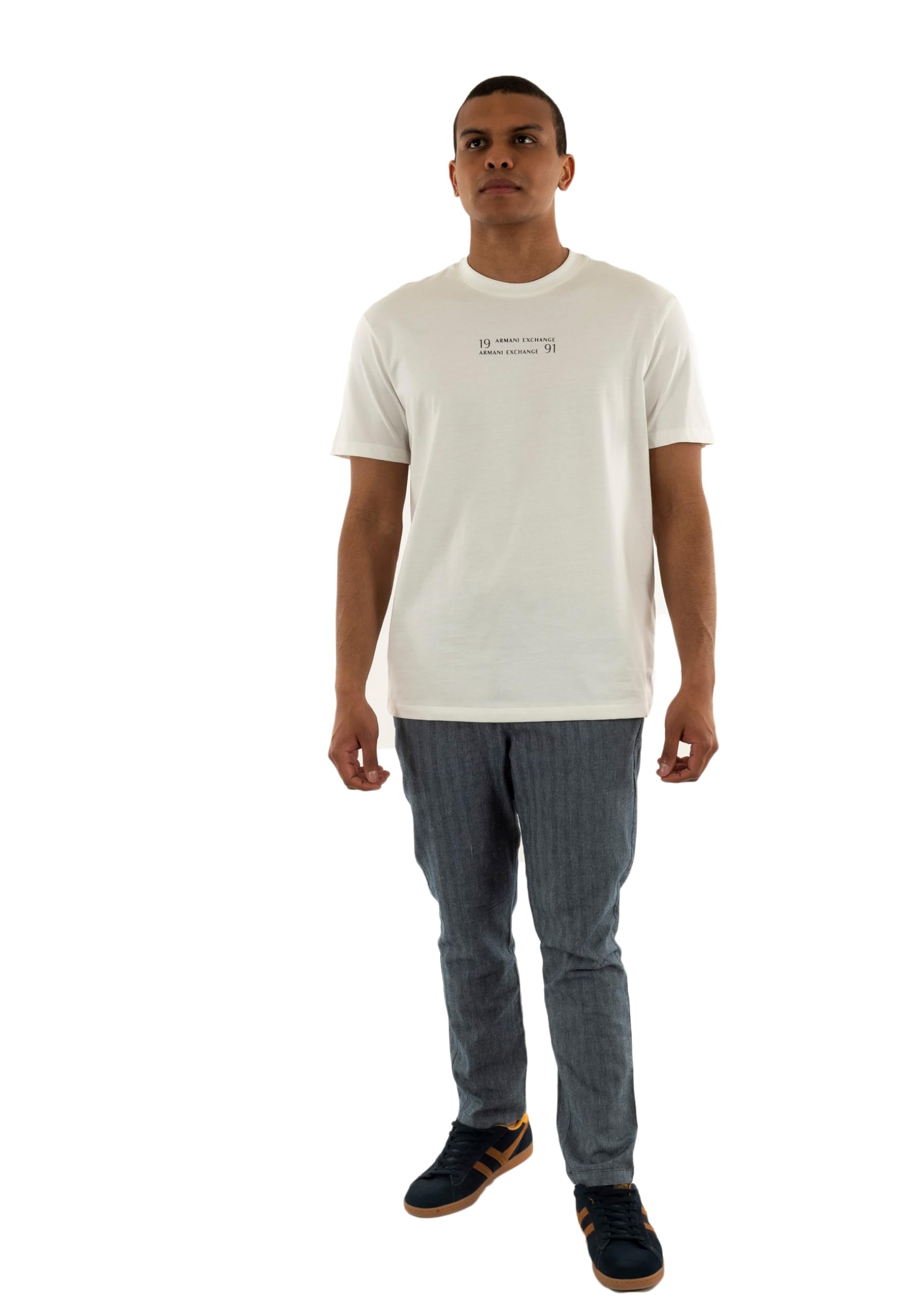 Armani Exchange Camiseta para Hombre, Blanco Crudo, L