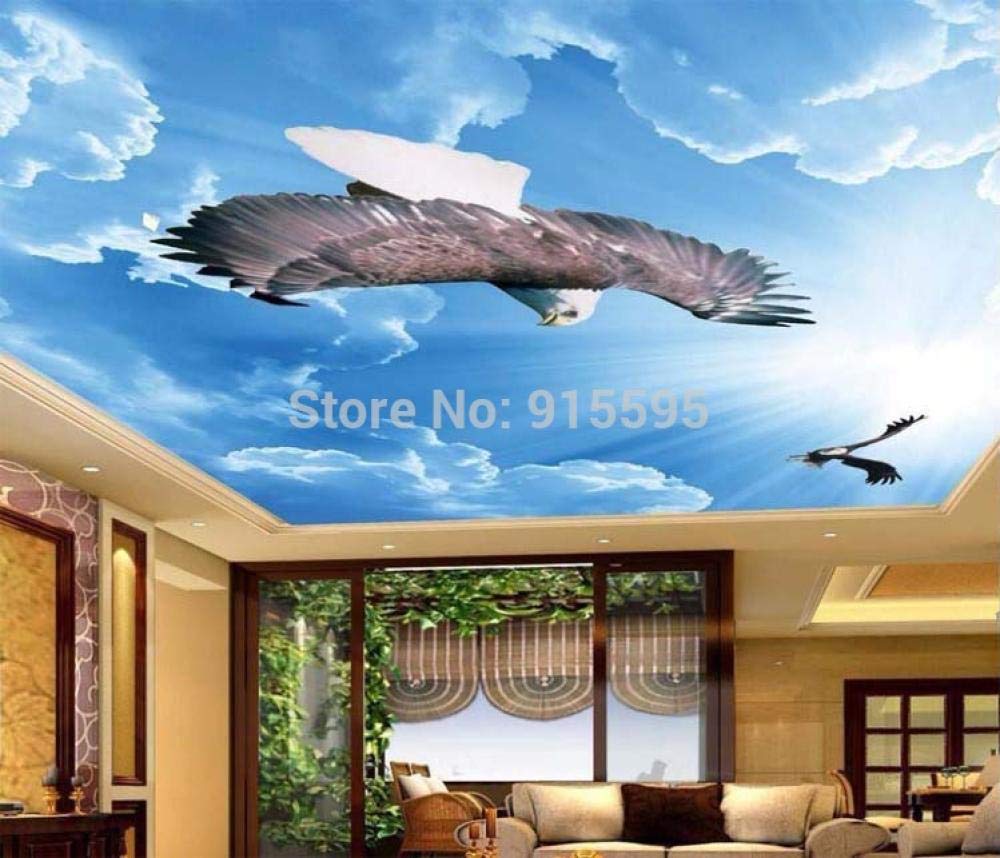 Art mural de plafond WLLLO papier peint 3D aigle bleu impérial
