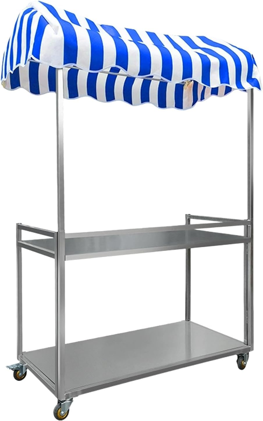 Foldable Sales Stand with Roof Portable Outdoor Shopping Trolley Food Stand with Shelf and Lockable Wheels Ideal for Markets Street Food Events and Festivals
