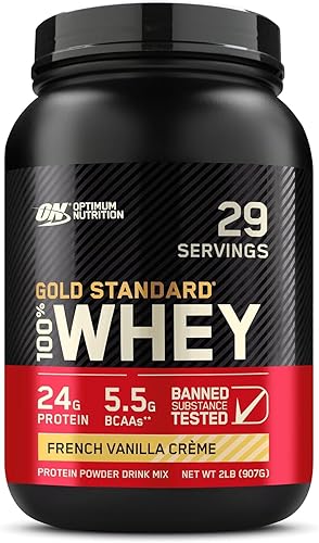Optimum Nutrition Gold Standard 100 Percent Whey French Vanilla Creme, 2 Pound - French Vanilla - 908 g (Pack of 1)