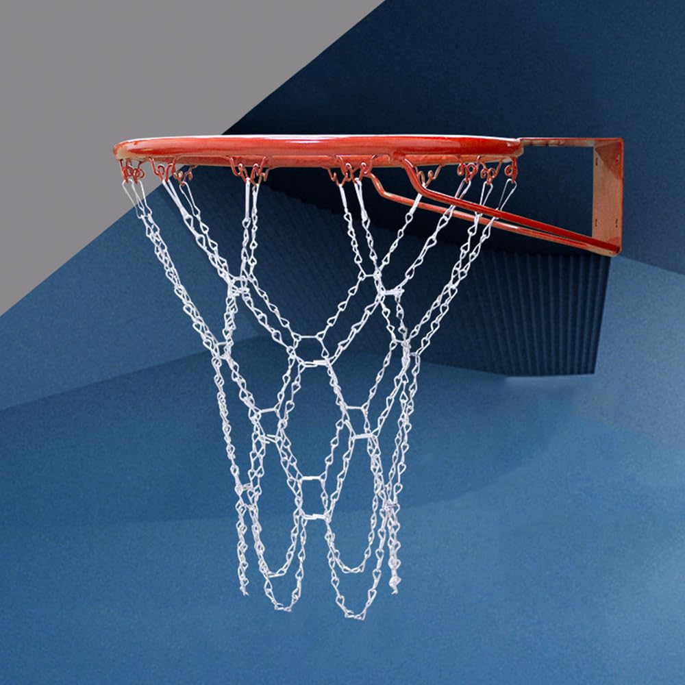 POFET Red de Cadena de Repuesto de Baloncesto de Alta Resistencia con Ganchos en S, Reemplazo de Red de Aro, Cadena de Red de Baloncesto, Gancho para el Cuello de Alta Resistencia, Equipo Deportivo