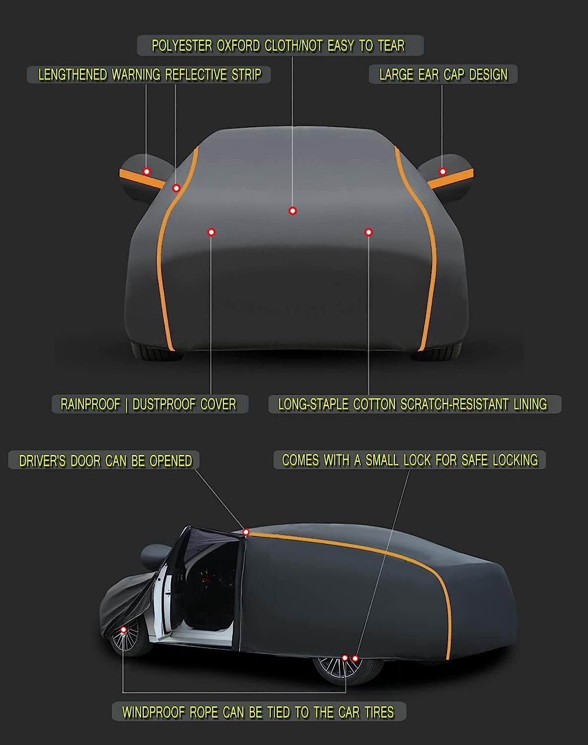 bache personnalisée pour Golf 8 GTI,Housse de Voiture Comprend (Housse de Voiture X1 Sac de Rangement X1 antidémarrage X18) avec Bande réfléchis
