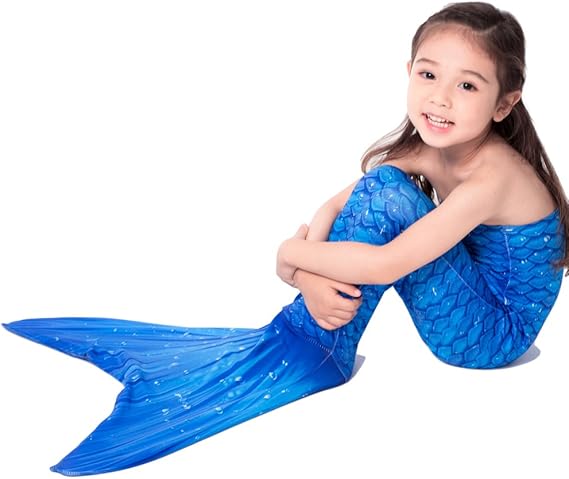 Amazon Play Tailor 人魚水着 マーメイドスイム 子供用 アリエルになれる 夏 海 記念撮影 人魚コスチュームブルーキッズ8 モノフィン付きません 水着 通販