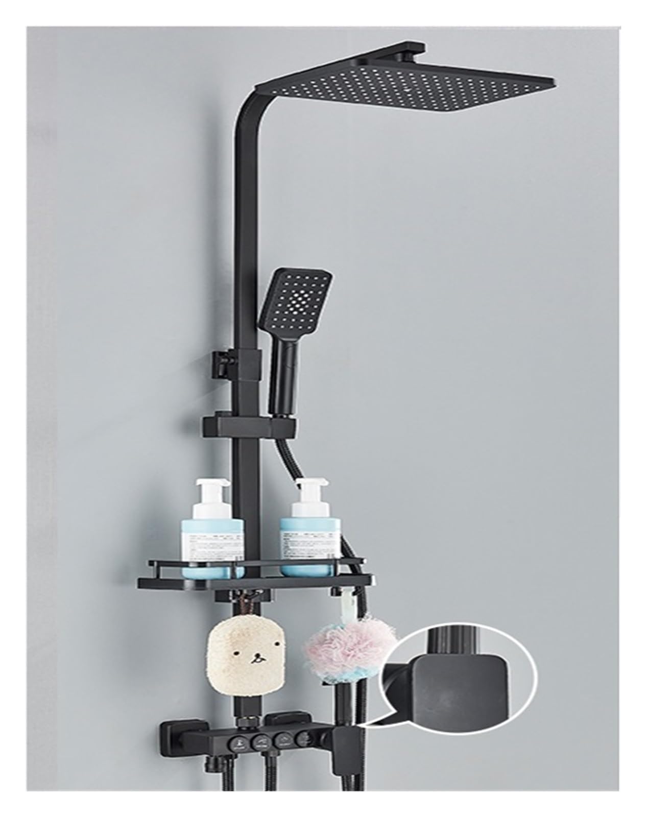 Soywim Black 4Ways D Shower System, Digital Display Bathroom Shower System,Thermostatic Faucet Black Set,Modern Rainfall Tap For(Black 4Ways D)