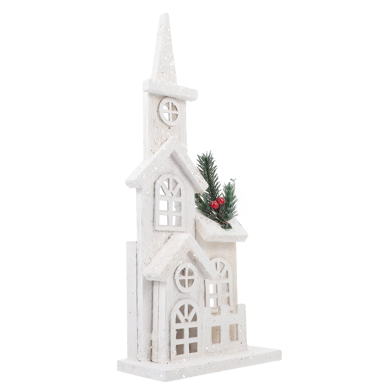 STOBAZA Église lumineuse à LED - Village de Noël - Cathédrale - Bâtiment de collection avec lumière LED - Château de Noël lumineux pour décorations de Noël - 35 x 16 x 8 cm