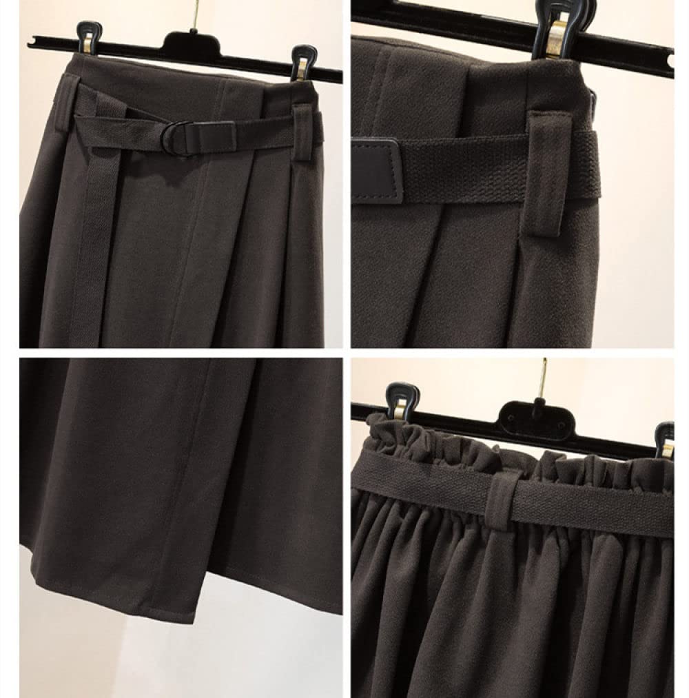 Gonne Lunghe Invernali, Orlo Irregolare Marrone Elasticizzato Con Cintura Gonna A Vita Alta A Pendolo Grande Gonne Invernali Taglie Forti Gonna Arricciata A Trapezio Midi Gonne A Pieghe Per Le Donne