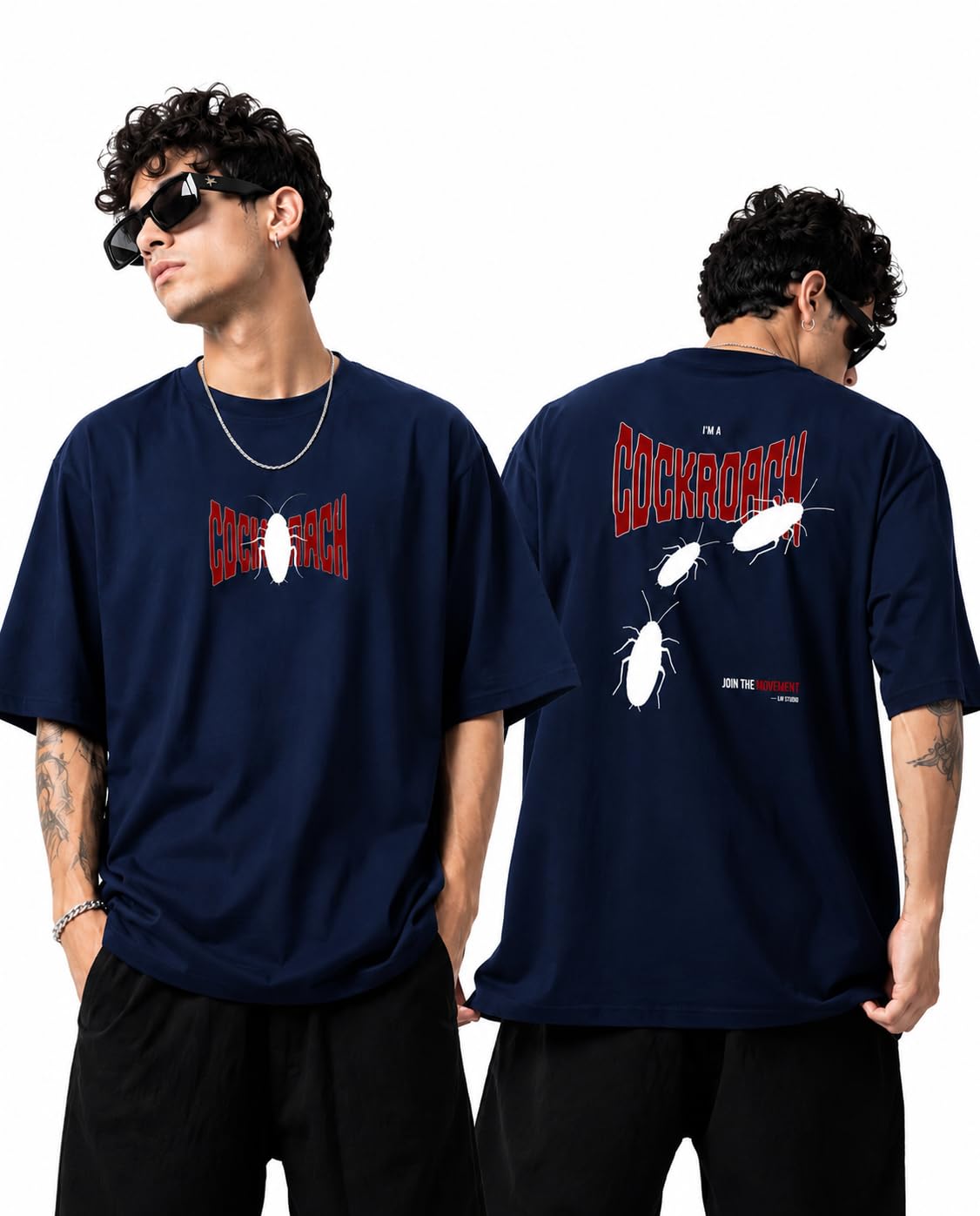 Cockroach Graphic Oversized T-Shirt, Cotton Sinker Fabric, Drop-Shoulder Baggy Fit, DTF Print, Unisex-picture-31