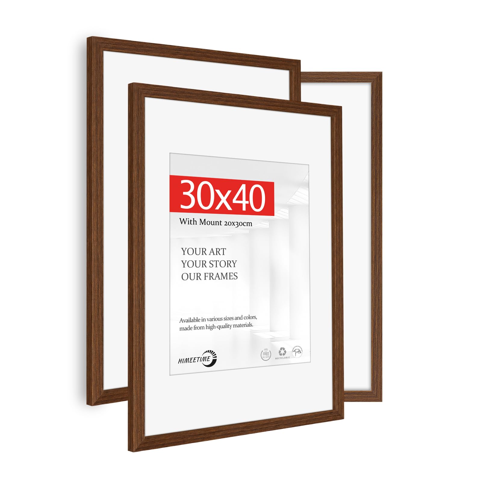 HIMEETIMEĀ® 3x Picture Frame 30x40cm Brown Wood,30x40 Photo Frame with Mount for A4(21x29.7cm) Prints ā Includes HD Perspex,Wall Mountable