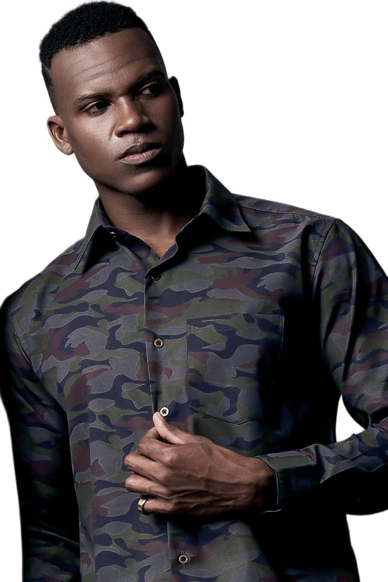 french crown Ninja Gray and Rifle Green Camouflage Printed Royal Oxford Designer Overshirt/Shacket-picture-25
