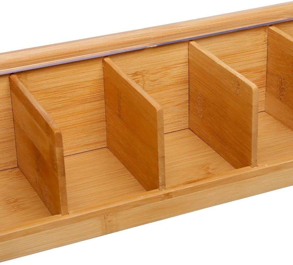 VITA PERFETTA - Caja de té con 5 compartimentos de bambú, caja de almacenamiento para bolsas de té (36 x 11 x 9 cm)