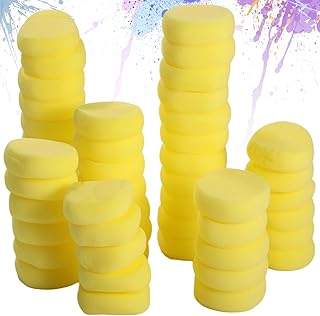 50 Pcs Paint Sponges for Painting, Round Soft Sponges for Art and DIY Projects, Absorbent Yellow Watercolor Synthetic Sponge