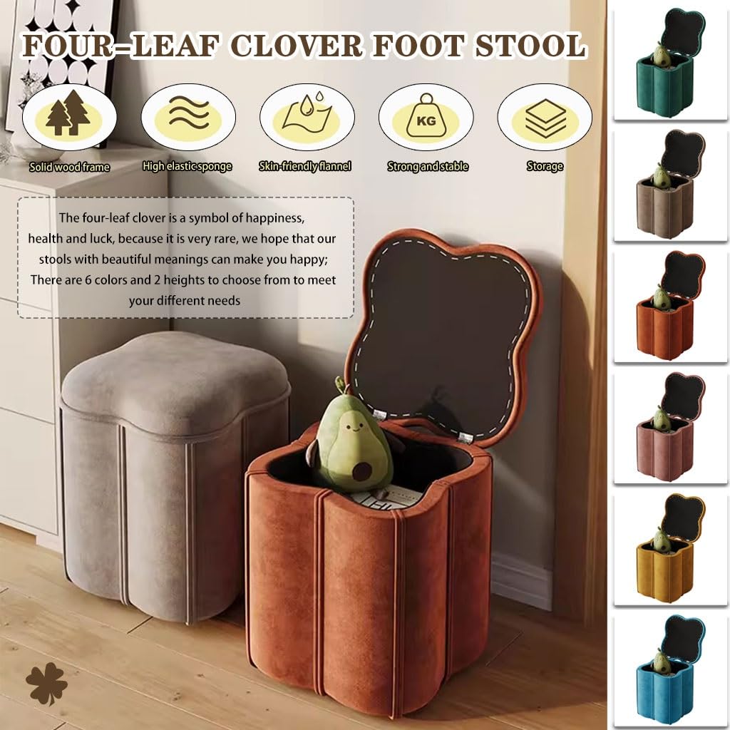 Amazon.com: Foot Stool Ottoman with Storage Four-Leaf Clover