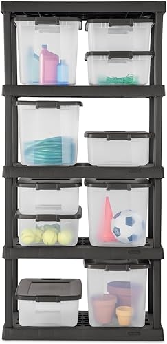 Miniatura 4 de Sterilite 19376406 - Base y tapa de madera flotante de 50 cuartos de galón con cierres de platino, paquete de 6