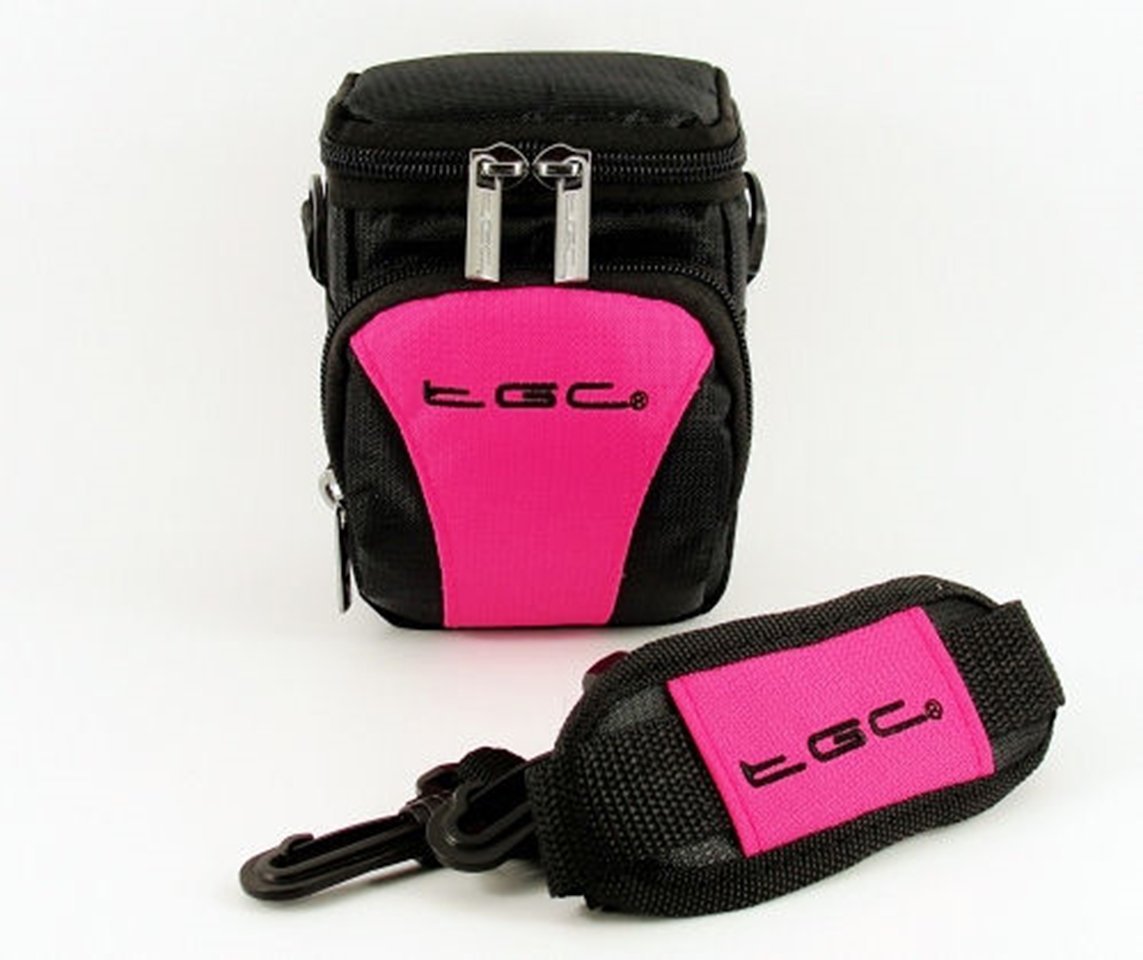 The TGC ® Anti-Shock Camera Case for Trust POWERCAM 550 (Jet Black & Hot Pink)