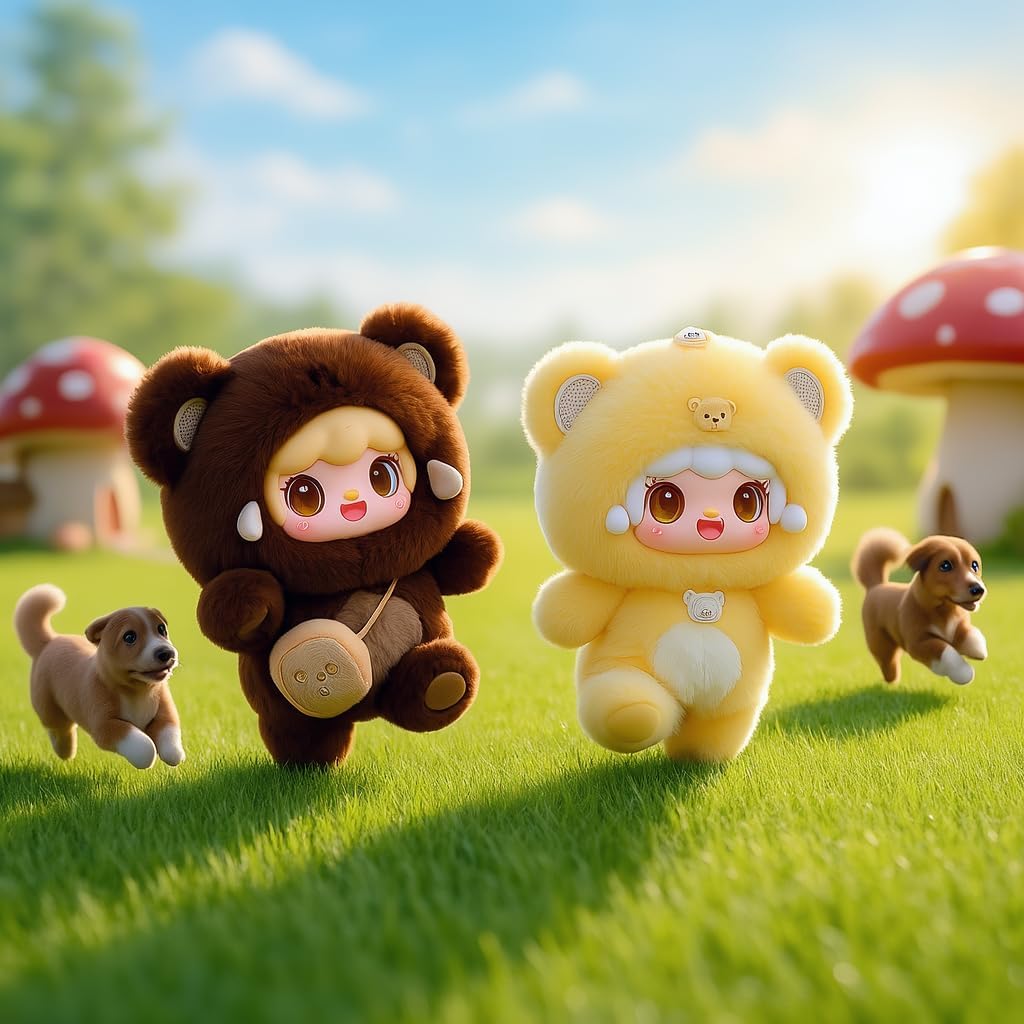 Cute Mystery Blind Box Plush Keychain Dolls,Collectible Dolls Surprise Birthday Gifts,Whole Set-Yooki Take A Bite of Bear Series