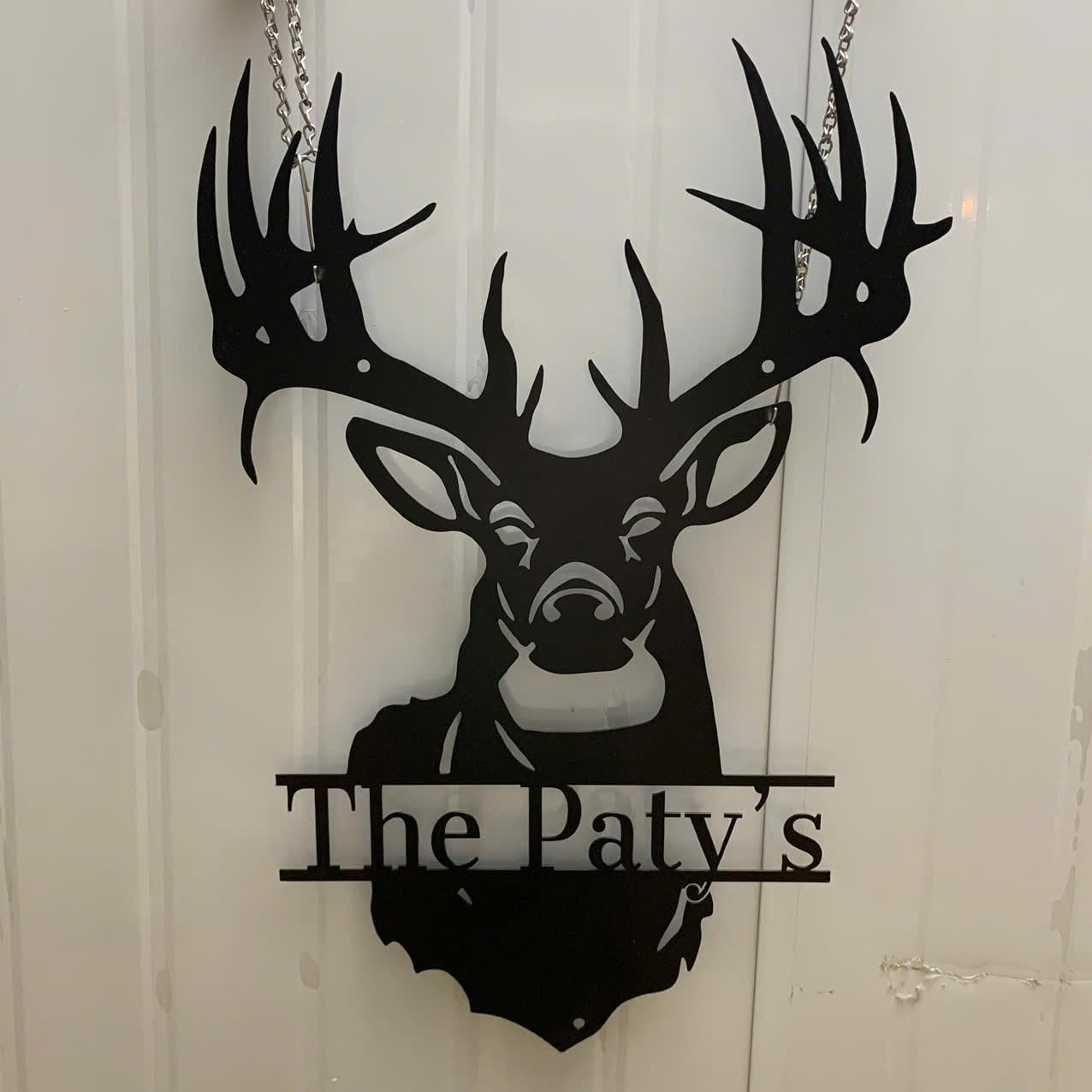 Personalized Deer Buck Head Metal Sign With LED light, Custom Dear Antler Metal Wall Art For Deer Hunting Campsite Decor