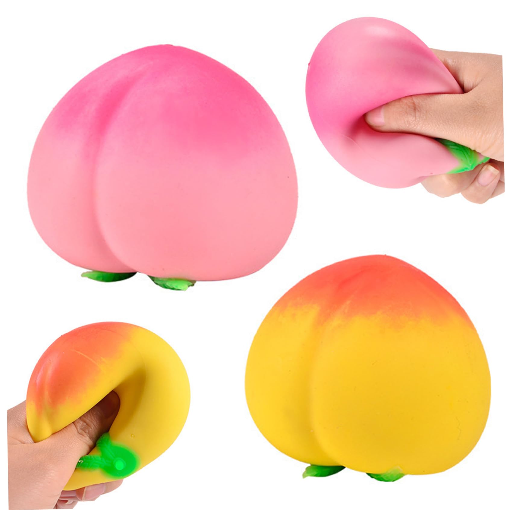 2PCS Squeeze Toy, Realistic Peach Stress Ball Slow-Rise Sensory Fidget Toys for Adults Squish Fruit Toy for Desk Decor and Stress Relief