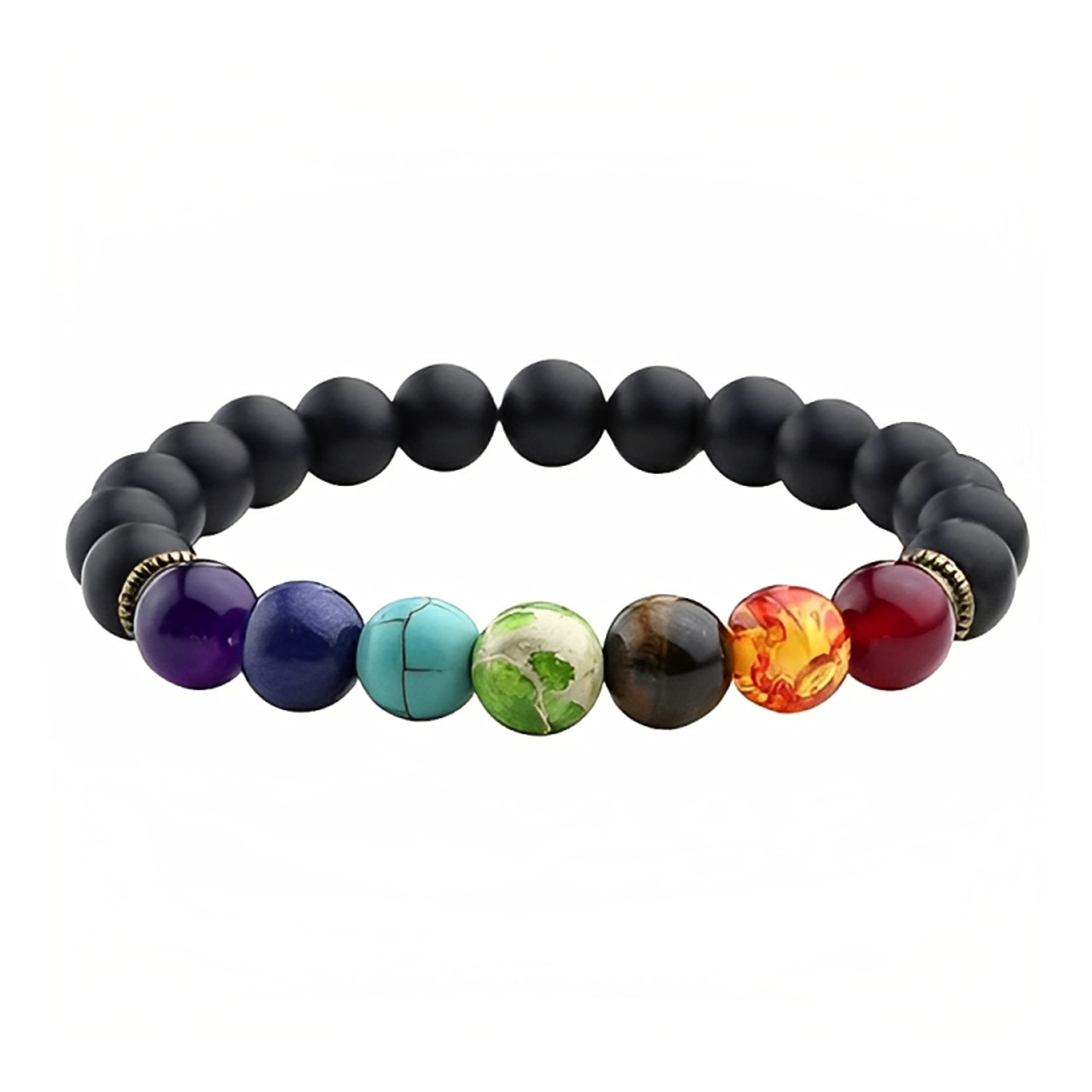 Seetara 7 Chakra & Black Obsidian 8-MM - Beads Bracelet - Stone Beaded Friendship Crystal Bracelet for Girls & Boys, Increases Self control (B0C16V82PK) Amazon Price History, Amazon Price Tracker