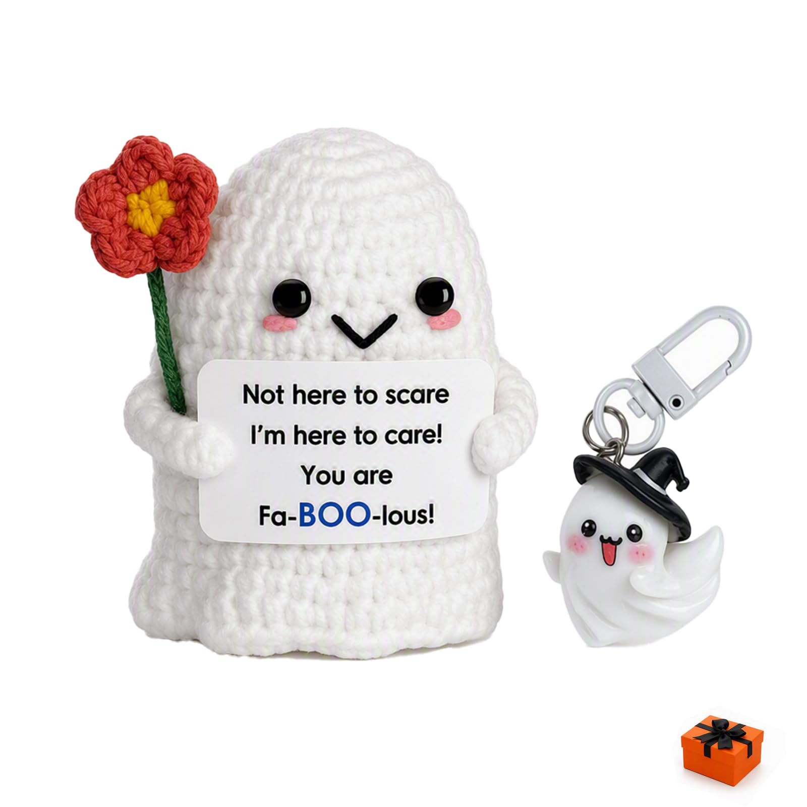 BOFYTR Crochet Ghost Plush with Keychain, Gift Set