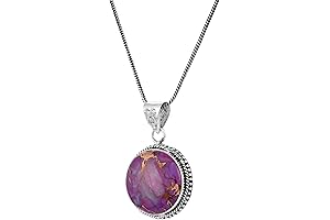 Universe Kart 925 Sterling Silver Mandala Necklace for Women with Round Purple Turquoise Gemstone