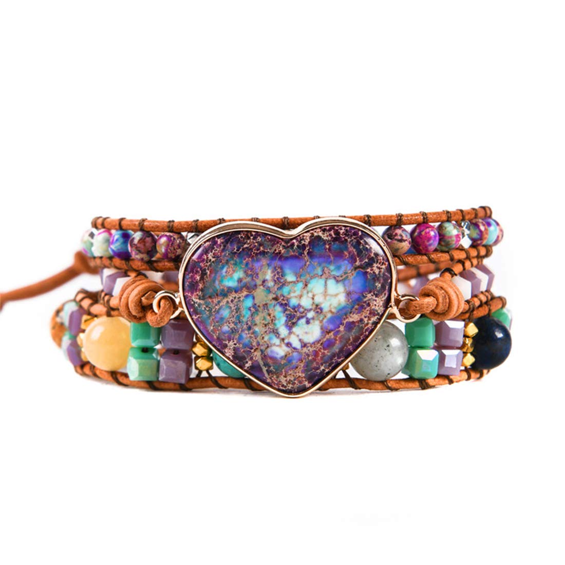 YGLINE Natural Stone Bracelet 3 Wraps Bracelet Handmade Boho Bracelet for Women Bracelet