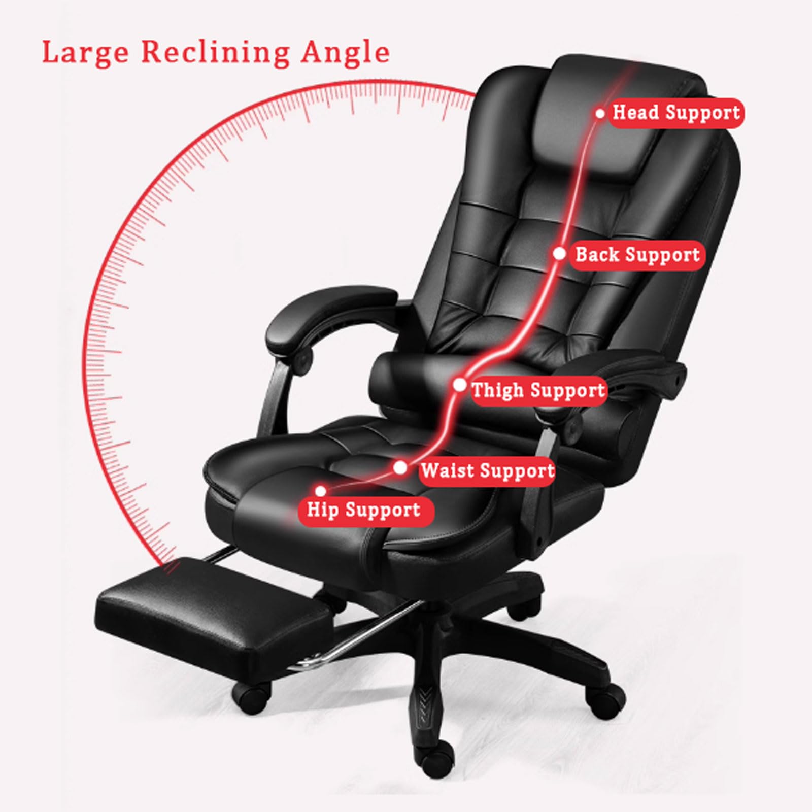 Sedie da gaming Sedia da ufficio ergonomico, sedia da ufficio in pelle esecutiva con poggiapiedi - sedia per computer reclinabili girevoli regolabili per casa o in ufficio Sedie da scrivania