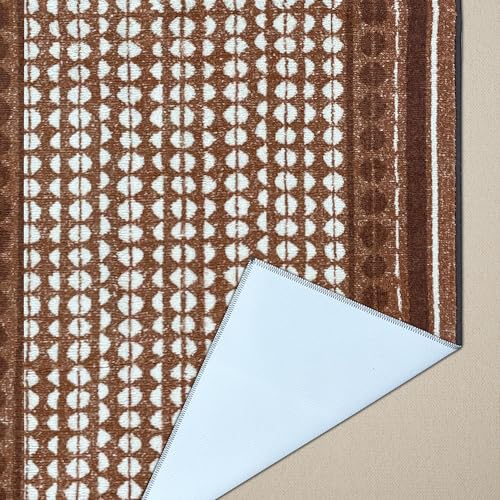 Image of Welspun Premium Runner for Hall, Bedroom & Living Room | Geometric Design | Anti Skid | Fold Mark Resistance | Multipurpose | Machine Tufted | (2 x 5 ft, Brown)
