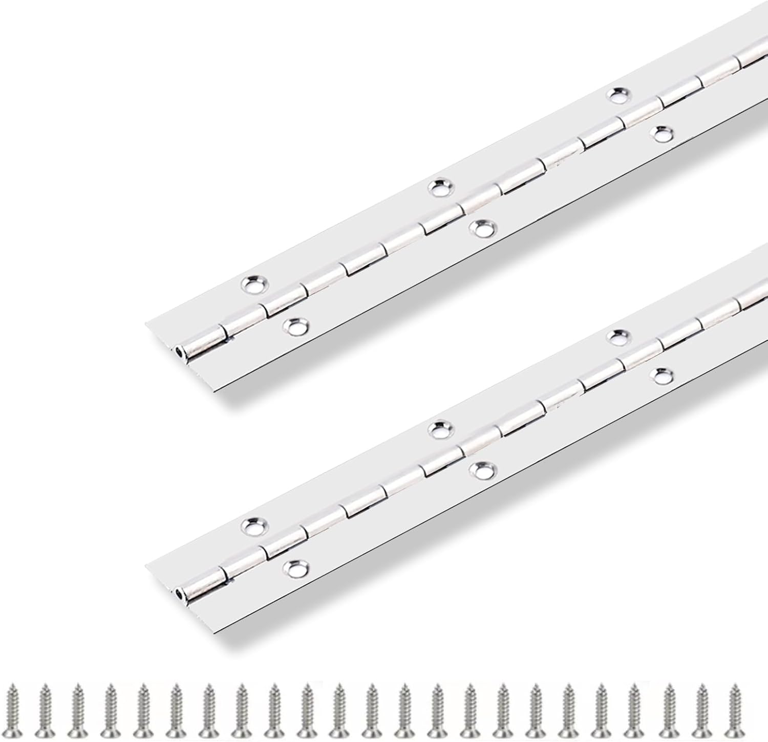 2PCS Piano Hinge 12" x 1" Stainless Steel Continuous & Piano Hinge Heavy Duty Piano Hinges, 0.04" Leaf Thickness, 0.5" Knuckle Length, Screw Included 12 Inch