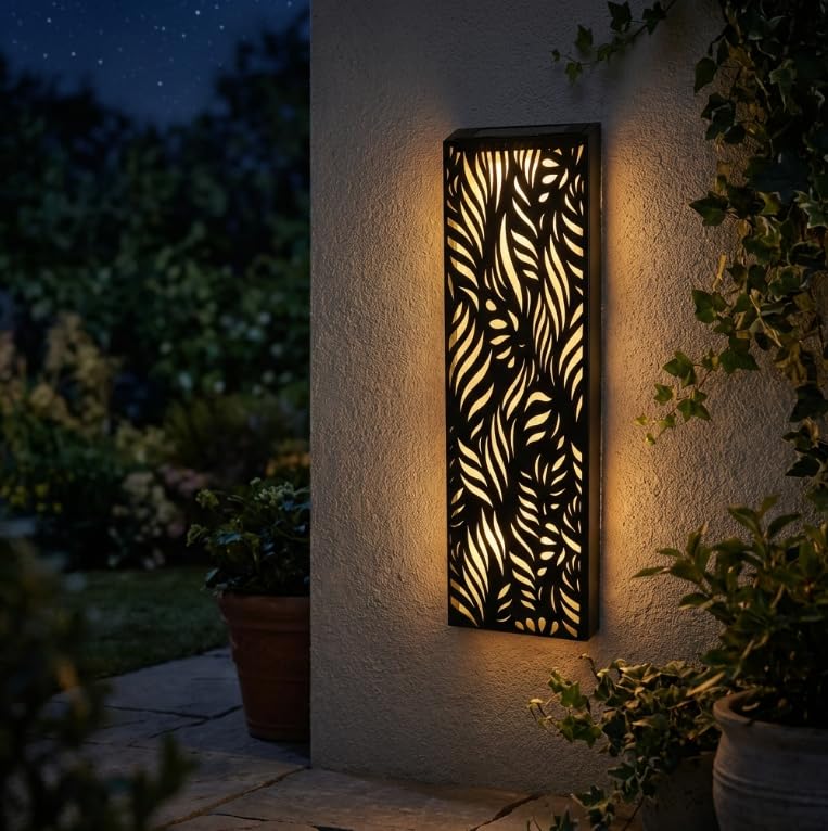 Betley Butterfly Panneau solaire abstrait en forme de feuille - Ornement de jardin en métal fabriqué à la main - Décoration lumineuse pour maison et jardin...