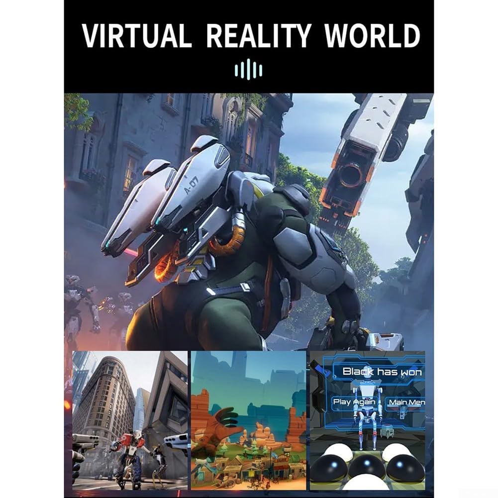 Visore VR per telefono, occhiali per realtà virtuale con controller, occhiali 3D virtuali montati sulla testa, anti-luce blu, lenti HD (Whtie)