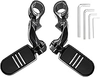 Vista 8 de Estriberas cortas en ángulo para autopista, reposapiés para Touring Street Glide Road Glide Road King Electra Glide con protector de motor de 1.25