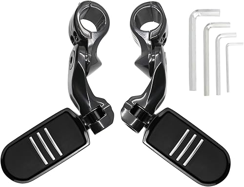 Miniatura 9 de Juego de abrazaderas de montaje para reposapiés de motocicleta en ángulo largo, apto para modelos Harley con protector de motor de 1.25 pulgadas,