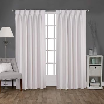 KEMCO Double Pinch Pleat Blackout Curtains 100% Polyester Thermal Insulated Room Darkening Window Panels Greyish White, 21 Inch Wide by 63 Inch Long- 1 Panel